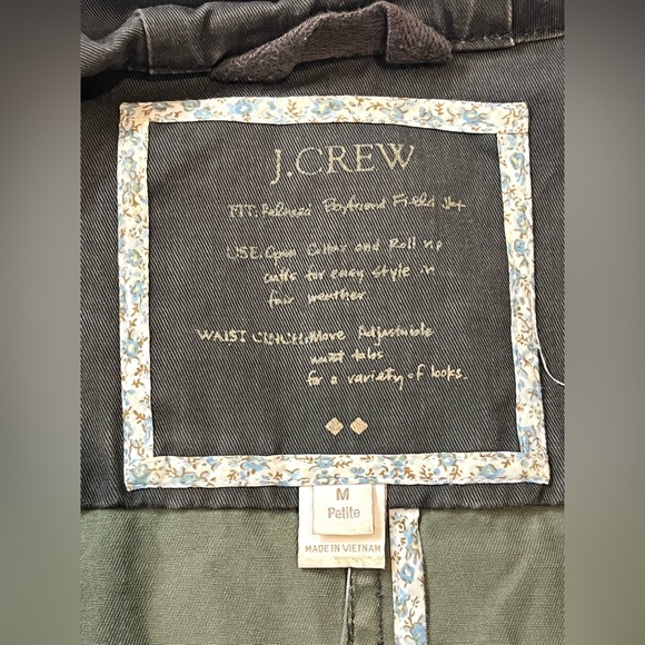 J. Crew Relaxed Boyfriend Field Utility Jacket Army Green Women’s Medium Petite - Picture 10 of 16